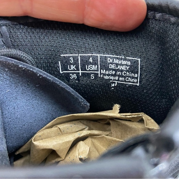 Dr. Martens Delaney Junior Size 5 Lace Up Black Leather Combat Ankle Boot - Picture 13 of 15